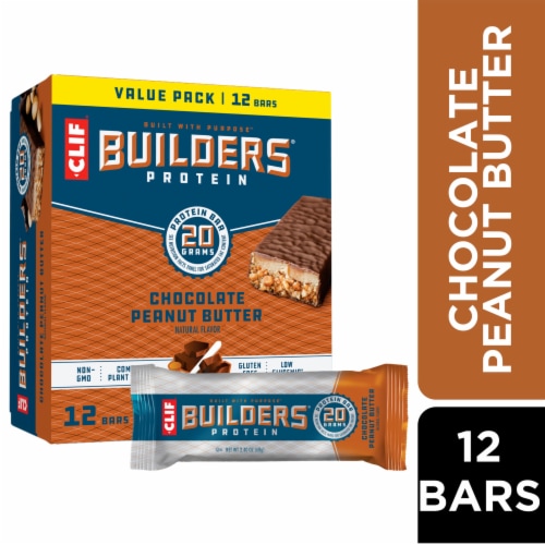 CLIF Builders Chocolate Peanut Butter Protein Bars Perspective: front