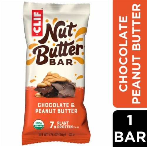 CLIF Nut Butter Bar Chocolate Peanut Butter Organic Filled Energy Bar Perspective: front