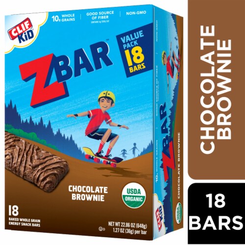 Clif Kid Zbar Chocolate Brownie Organic Snack Bars Perspective: front