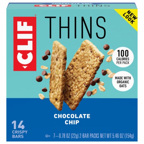 Clif Thins Chocolate Chip Crispy Snack Bars Perspective: front