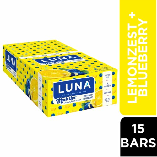 Luna Mash-Ups Lemonzest + Blueberry Whole Nutrition Bars Perspective: front