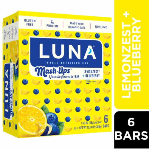 Luna Mash-Ups Lemonzest + Blueberry Whole Nutrition Bars Perspective: front