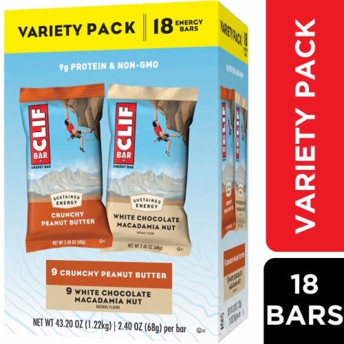 CLIF BAR® Crunchy Peanut Butter & White Chocolate Macadamia Nut Energy Bars Perspective: front