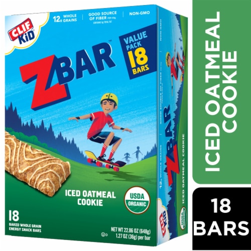 CLIF Kid Zbar® Organic Iced Oatmeal Cookie Granola Bars Perspective: front