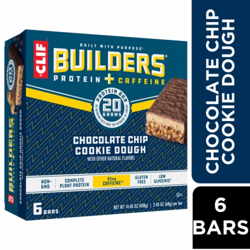 Clif Builders + Caffeine Chocolate Chip Cookie Dough Protein Bars Perspective: front