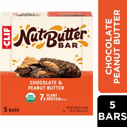 CLIF Nut Butter Bar Chocolate Peanut Butter Organic Filled Energy Bars Perspective: front