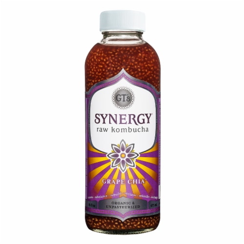 GT's Living Foods Synergy Organic Grape Chia Kombucha Perspective: front