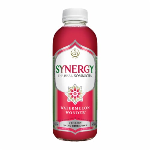 GT's Living Foods Synergy® Organic Watermelon Wonder™ Raw Kombucha Perspective: front