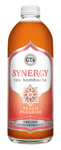 GT's Synergy Raw Kombucha Peach Paradise Perspective: front