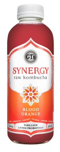 GT's Synergy Blood Orange Raw Kombucha Perspective: front
