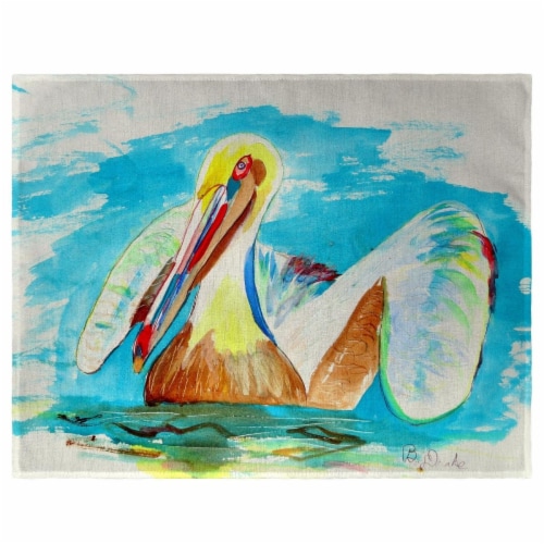 Betsy Drake PM715 Pelican in Teal Place Mat - Set of 4 Perspective: front