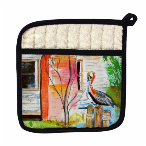 Betsy Drake PT036 Betsys Pelican Pot Holder Perspective: front