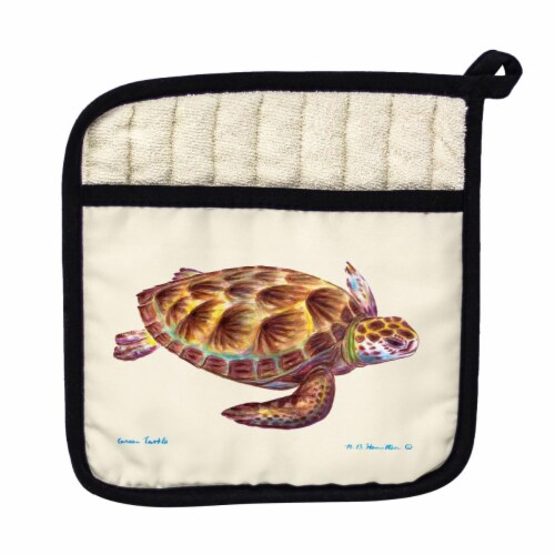Betsy Drake Green Sea Turtle Pot Holder Perspective: front