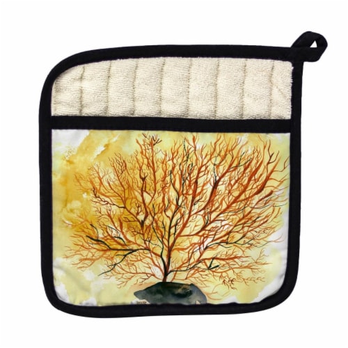 Betsy Drake PT067A Red Sea Fan Pot Holder Perspective: front