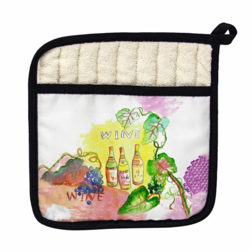 Betsy Drake Wine Bottles Pot Holder Perspective: front