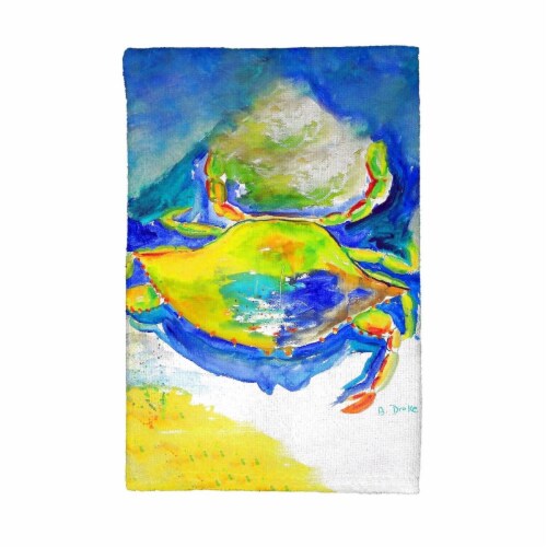 Betsy Drake Kt1027 Blue Yellow Crab Kitchen Towel 1 Kroger