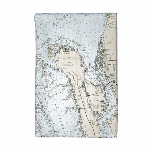 Betsy Drake KT11426 Charlotte Harbor, FL Nautical Map Kitchen Towel Perspective: front