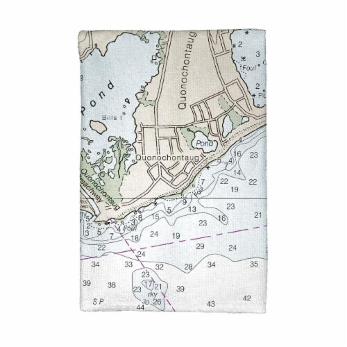 Betsy Drake KT13215B Block Island, RI Nautical Map Kitchen Towel Perspective: front
