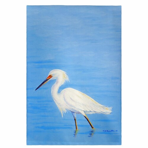 Betsy Drake Stalking Snowy Egret Guest Towel Perspective: front