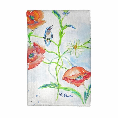Betsy Drake KT1051 Poppies & Daisies Kitchen Towel Perspective: front
