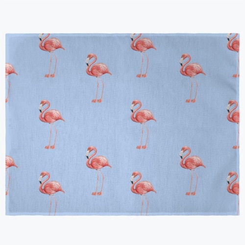 Betsy Drake PM084B Tiled Flamingos Light Blue Place Mat - Set of 4 Perspective: front