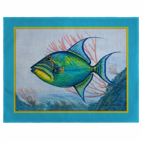 B Drake PM114B Trigger Fish Border Place Mat - Set of 4, 1