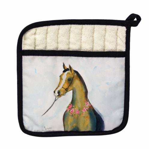 Betsy Drake Horse & Garland Pot Holder Perspective: front