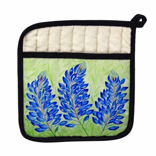 Betsy Drake PT192 Blue Bonnets Pot Holder Perspective: front