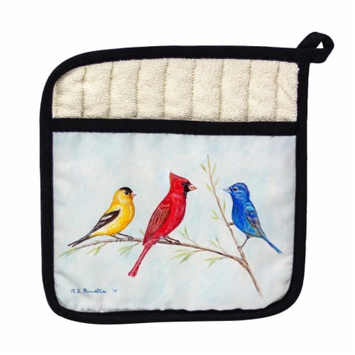 Betsy Drake PT298 Three Birds Pot Holder Perspective: front