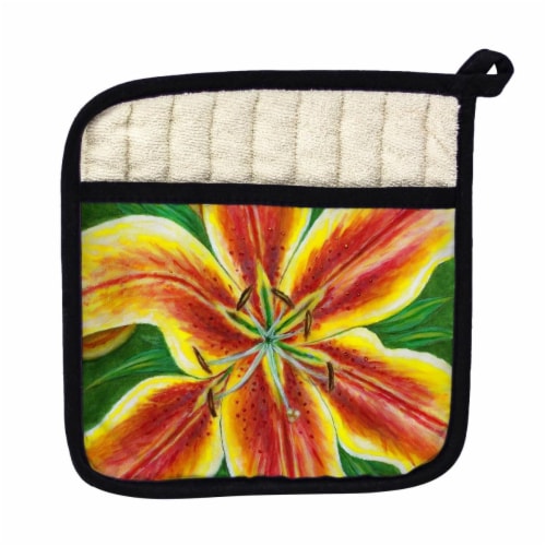 Betsy Drake Yellow Lily Pot Holder Perspective: front