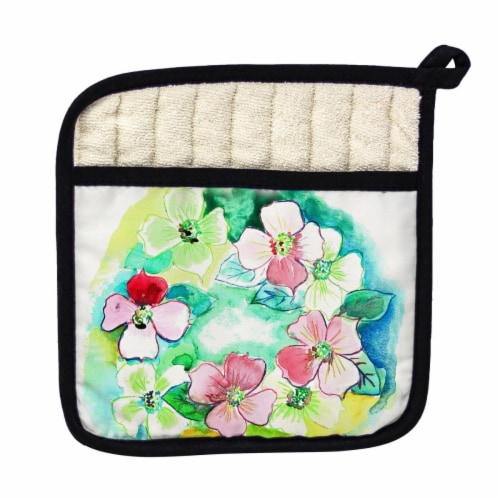 Betsy Drake PT908 Flower Wreath Pot Holder Perspective: front