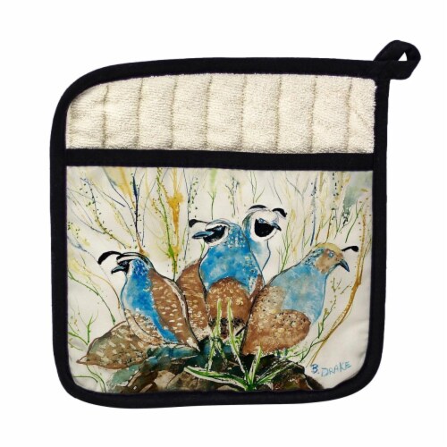 Betsy Drake PT934 Partridges Pot Holder Perspective: front