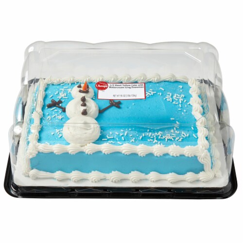 Ukrop's™ 1/4 Sheet Yellow Cake with Buttercream Icing Snowman Perspective: front