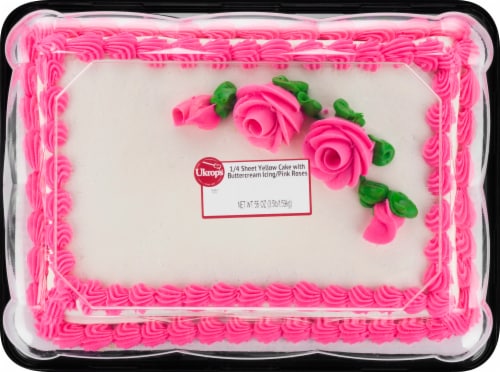 Ukrop's Quarter Sheet Yellow Cake with Buttercream Icing Perspective: front