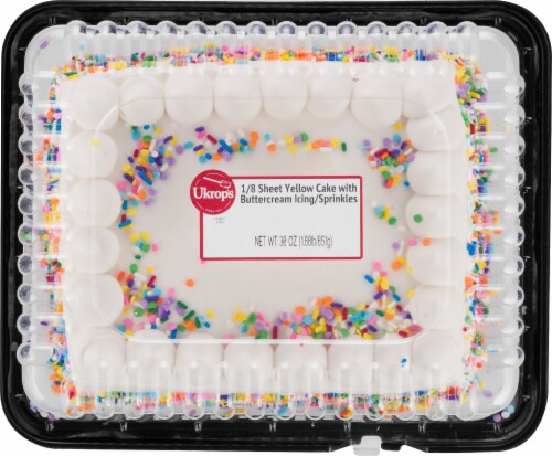 Ukrop's™ 1/8 Sheet Yellow Cake with Buttercream Icing & Sprinkles Perspective: front