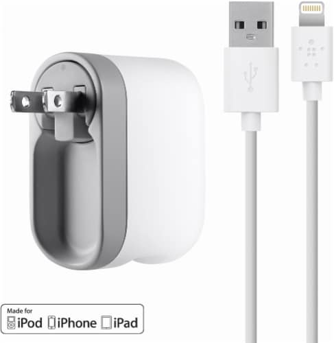 Belkin Swivel Charger with Lightning ChargeSync Cable - White, 4