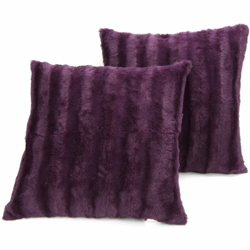 Cheer Collection Shaggy Long Hair Plush Faux Fur Lumbar Accent Pillows - 12  x 20 - Set of 2, 1 - Fry's Food Stores