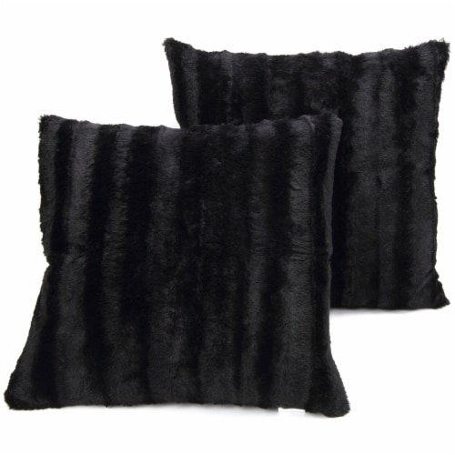 Black furry throw pillows top