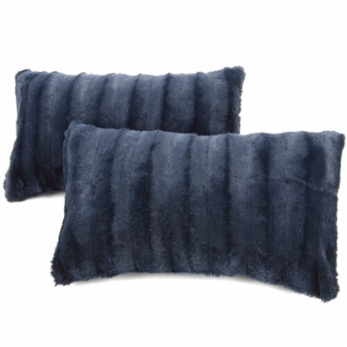 Cheer Collection Set Of 2 Plush Faux Fur Throw Pillows - 18 X 18