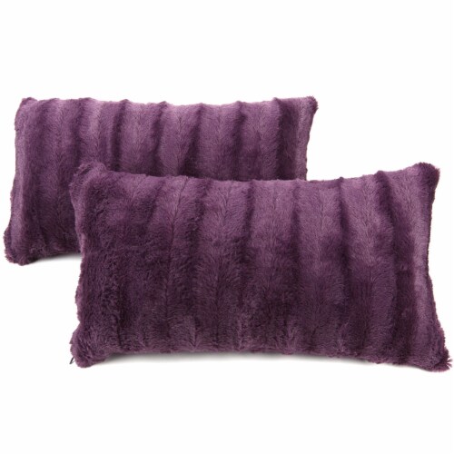 Cheer Collection Set of 2 Throw Pillows Reversible Faux Fur to Microplush - 12 x 20 Perspective: front