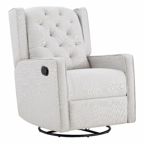 Suite Bebe Bryton Wood Fabric Tufted Gliding Swivel Recliner in
