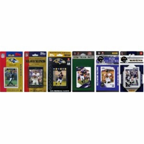 C & I Collectables RAVENS611TS NFL Baltimore Ravens 6 Different Licensed Trading Card Team Se Perspective: front