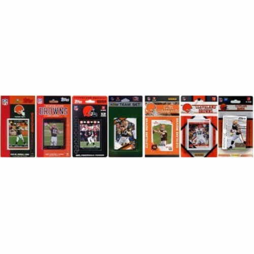 C & I Collectables BROWNS712TS NFL Cleveland Browns 7 Different Licensed Trading Card Team Se Perspective: front