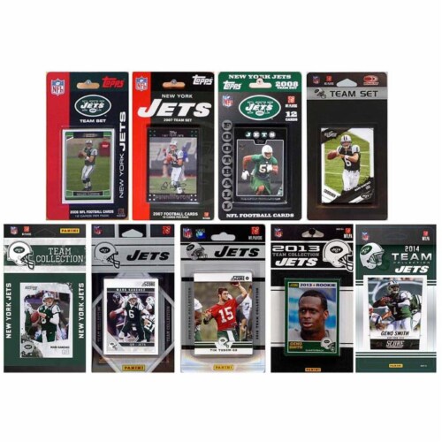 CandICollectables JETS914TS NFL New York Jets 9 Different Licensed Trading Card Team Sets Perspective: front