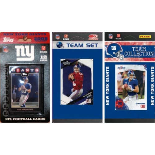 C & I Collectables NYG3TS NFL New York Giants 3 Different Licensed Trading Card Team Sets Perspective: front