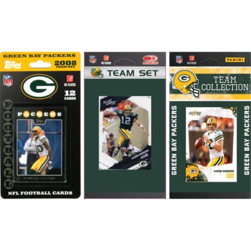 C & I Collectables PACKERS3TS NFL Green Bay Packers 3 Different Licensed Trading Card Team Se Perspective: front