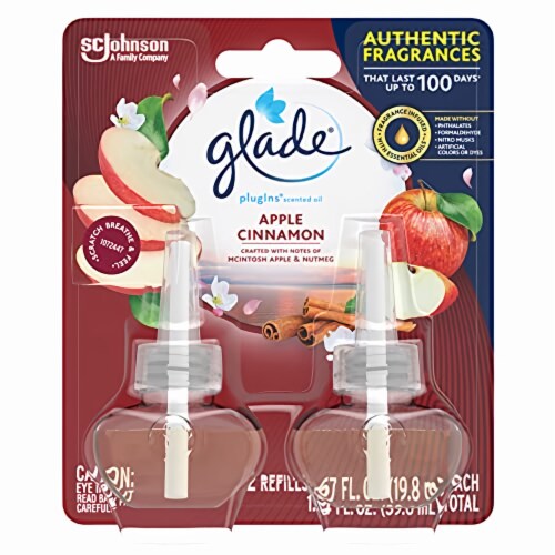 Glade 13074 Plugins Air Freshener Oil Refill Apple Cinnamon (Pack of 2) Perspective: front