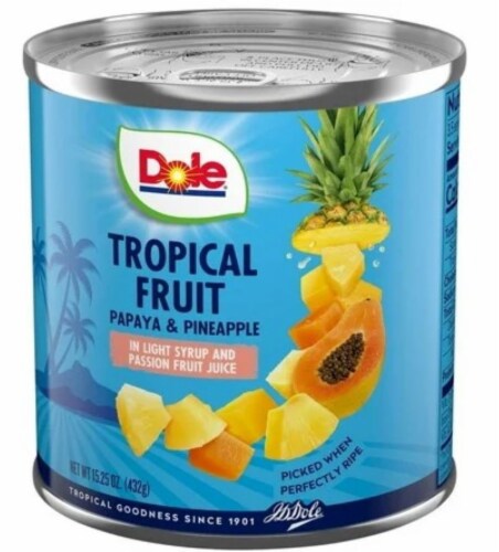 Dole Tropical Fruit in Light Syrup and Passion Fruit Juice 15.25 oz (Pack of 3) Perspective: front