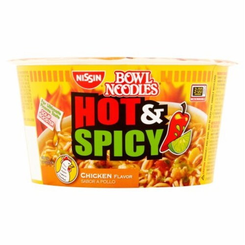 Bowl Noodles Hot & Spicy Chicken Flavor Ramen Noodle Soup (Pack of 6)