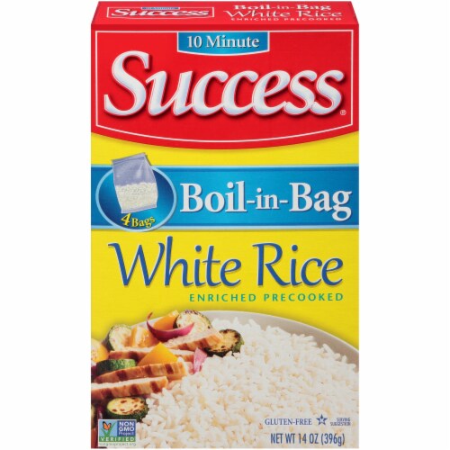 Success Rice Boil-in-Bag White Rice Fluffy and Precooked 14 Oz (Pack of 10) Perspective: front